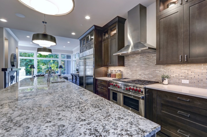 new luxury kitchen with granite countertops